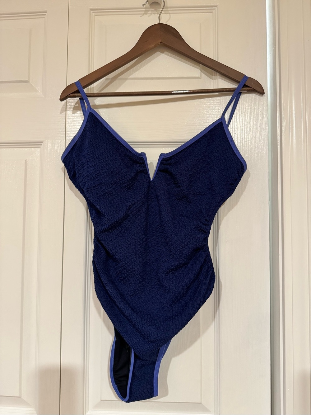 NWT Navy Blue One-Piece Swimsuit with Light Blue Trim